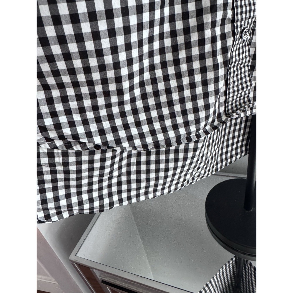 Madewell Gingham Ruffle Sleeve Shirt Black White Cotton Sz M Cottagecore - Picture 6 of 9